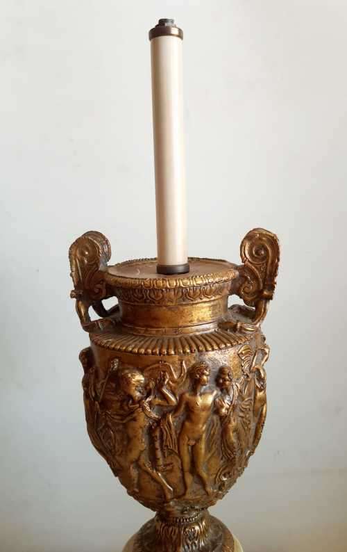 2 Large 55cm Mixed Material Lamp Stands or Centre Pieces with Gilt Detail - Bid per 1