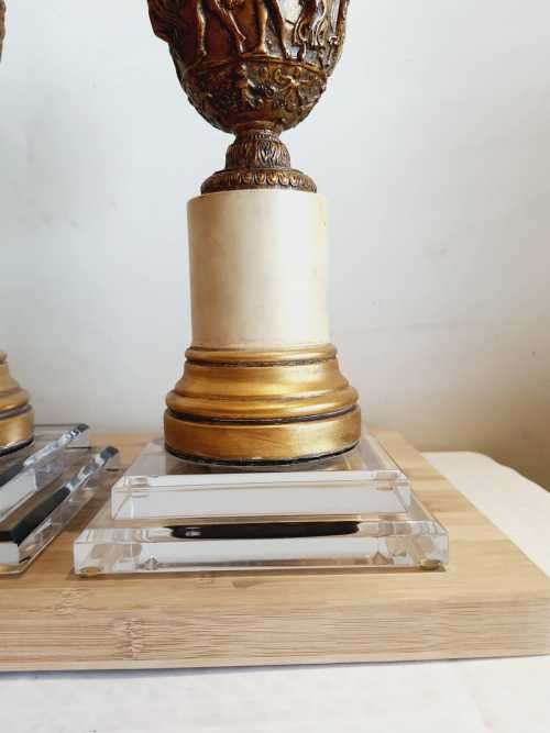 2 Large 55cm Mixed Material Lamp Stands or Centre Pieces with Gilt Detail - Bid per 1