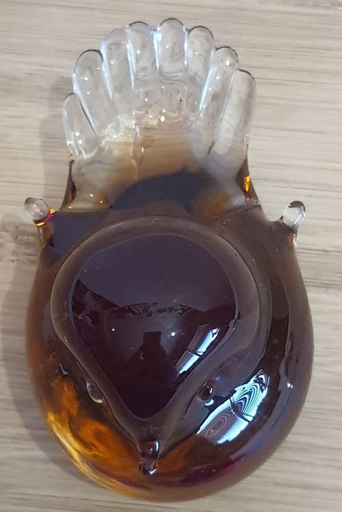 Outstanding Clear, Amber and Red Hand Blown Murano Bird