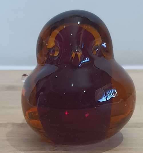 Outstanding Clear, Amber and Red Hand Blown Murano Bird