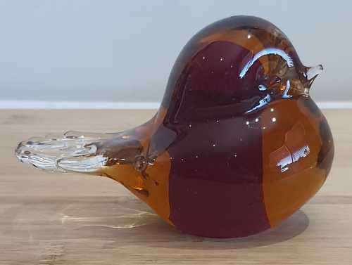 Outstanding Clear, Amber and Red Hand Blown Murano Bird