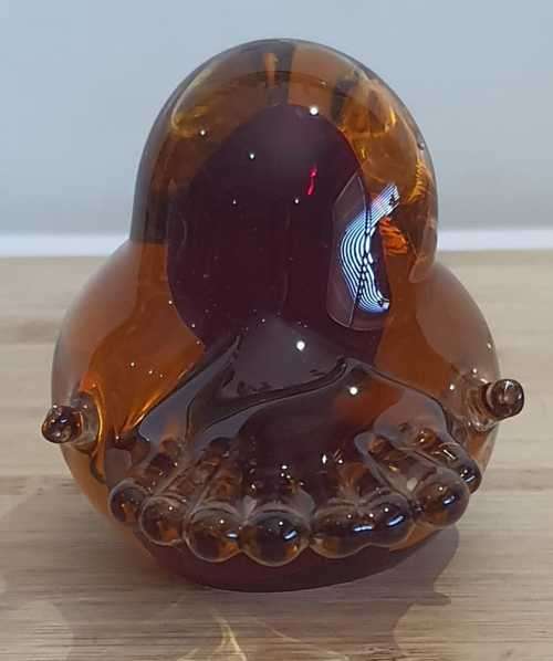 Outstanding Clear, Amber and Red Hand Blown Murano Bird