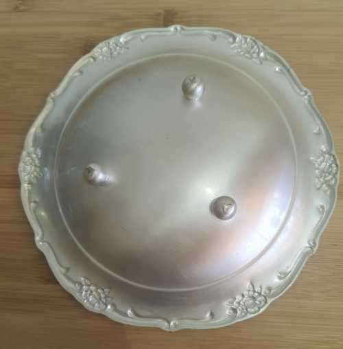 Art Nouveau Styled Aluminium Bon Bon Dish with 3 Round Feet
