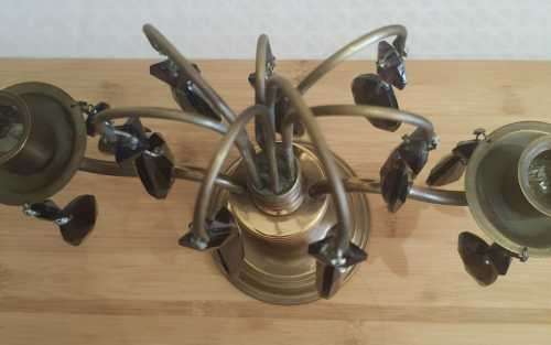 Solid Brass 1.189kg Candelabrum with Faux Amethyst Pendants - NB.Please Read Below