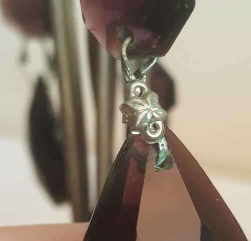 Solid Brass 1.189kg Candelabrum with Faux Amethyst Pendants - NB.Please Read Below