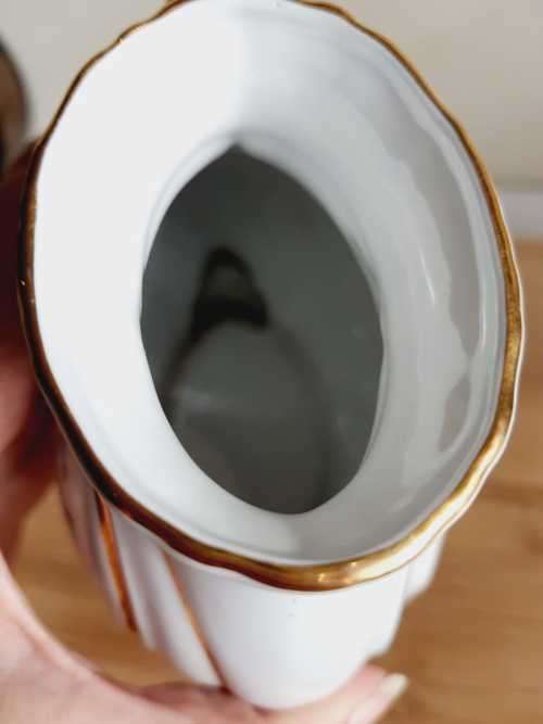 Highly Unusual Czechoslovakian Porcelain Spa Cup with Golden Straw Handle - Marked - Read Below