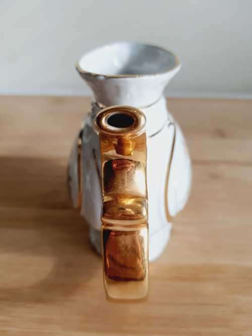 Highly Unusual Czechoslovakian Porcelain Spa Cup with Golden Straw Handle - Marked - Read Below