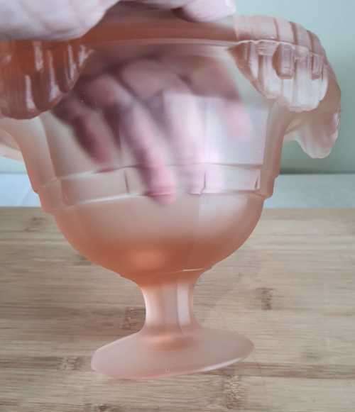 Mind Blowing Heavy 1.296kg Frosted Pink Compote with Drop Down Details - VGC
