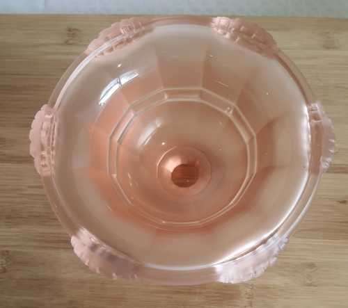 Mind Blowing Heavy 1.296kg Frosted Pink Compote with Drop Down Details - VGC