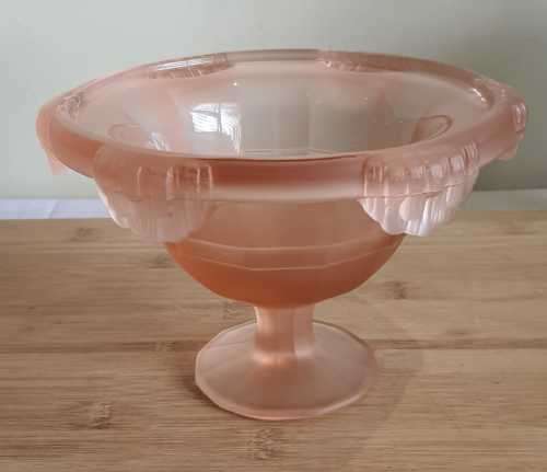 Mind Blowing Heavy 1.296kg Frosted Pink Compote with Drop Down Details - VGC