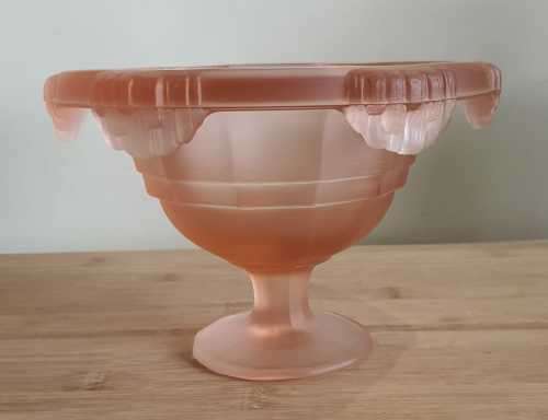 Mind Blowing Heavy 1.296kg Frosted Pink Compote with Drop Down Details - VGC