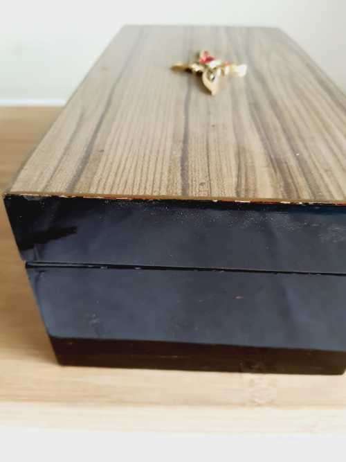Large Laminated Wood Jewelry Box With Faux Gem Design on Top - Inside Gorgeous