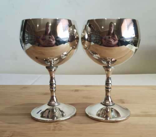 Vintage Pair of Silver Plated Goblets from Valero Spain - Value R950 - Marked