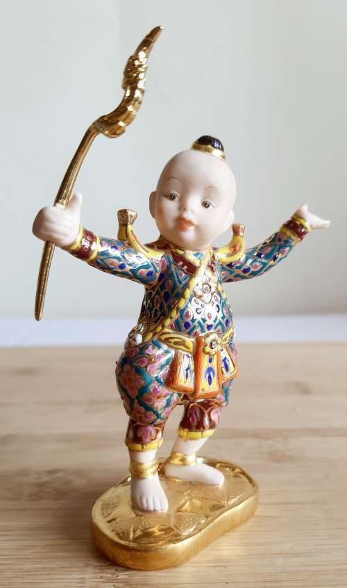 Collectable Thai SIRIN 18ct Gold Trim and Crystals Hand Made Miniature Doll Series (1)  - Marked