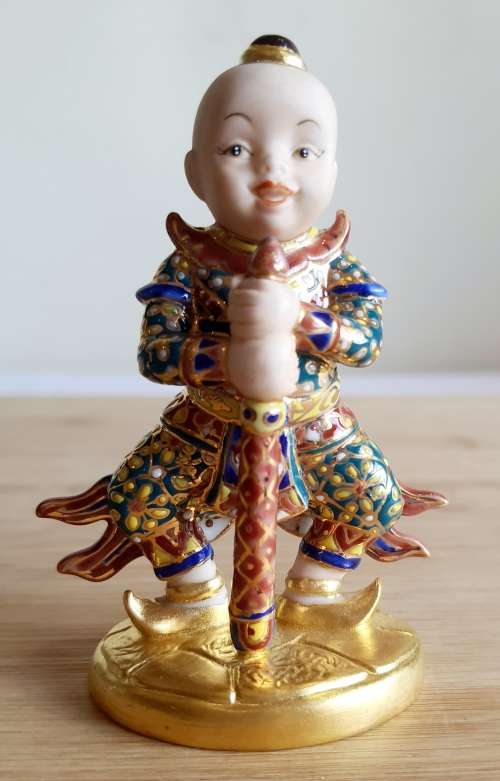 Collectable Thai SIRIN 18ct Gold Trim and Crystals Hand Made Miniature Doll Series (2)  - Marked