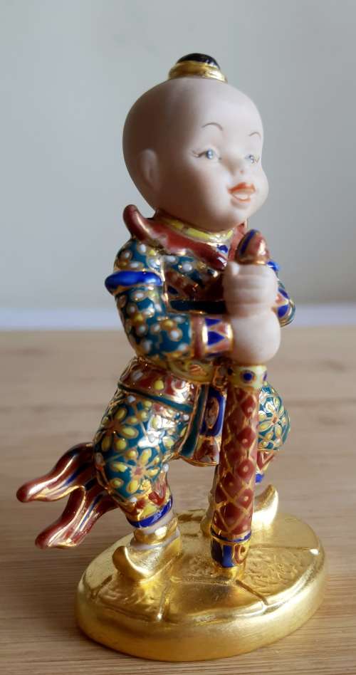 Collectable Thai SIRIN 18ct Gold Trim and Crystals Hand Made Miniature Doll Series (2)  - Marked