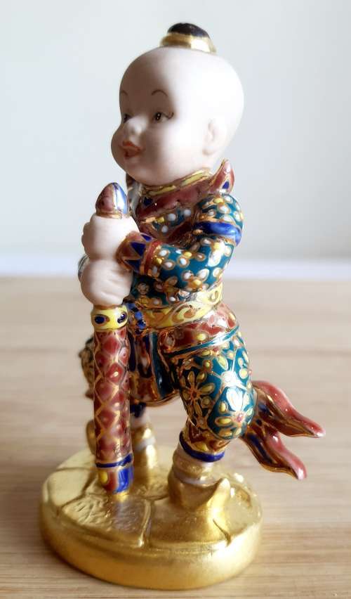 Collectable Thai SIRIN 18ct Gold Trim and Crystals Hand Made Miniature Doll Series (2)  - Marked
