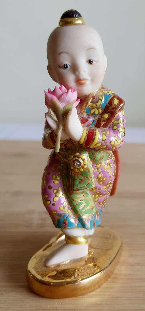 Collectable Thai SIRIN 18ct Gold Trim and Crystals Hand Made Miniature Doll Series (3)  - Marked