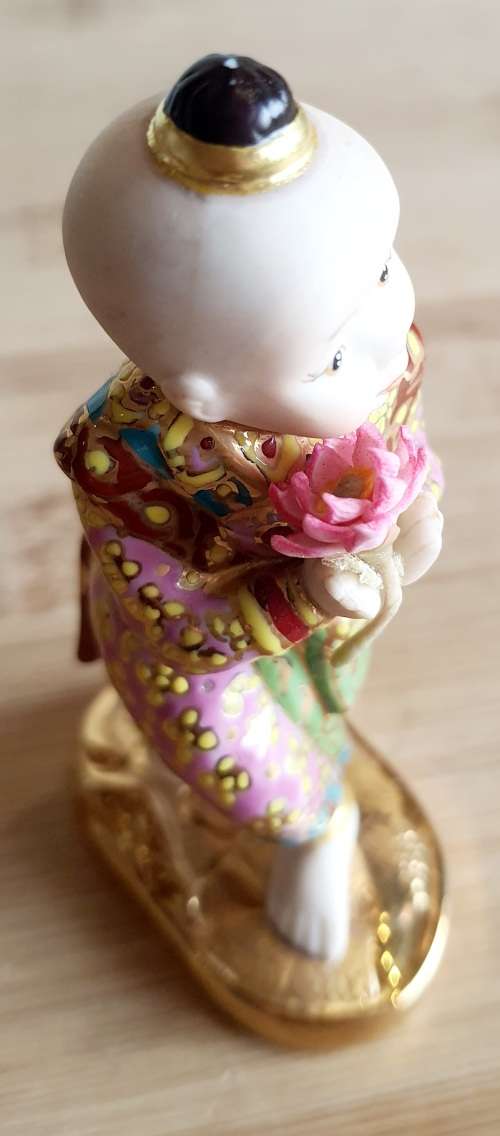 Collectable Thai SIRIN 18ct Gold Trim and Crystals Hand Made Miniature Doll Series (3)  - Marked