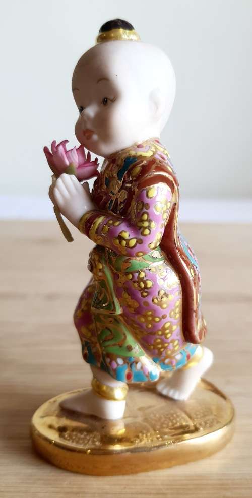 Collectable Thai SIRIN 18ct Gold Trim and Crystals Hand Made Miniature Doll Series (3)  - Marked
