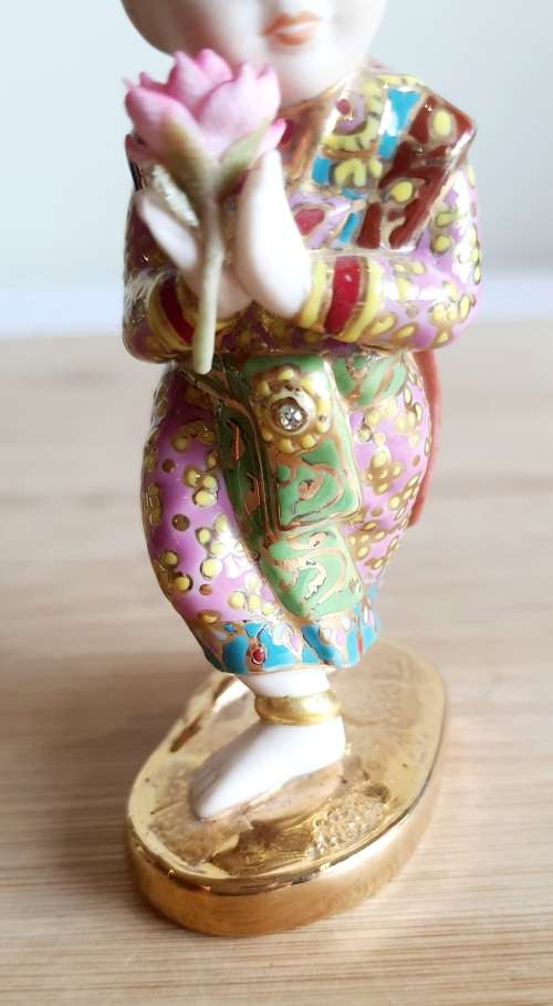 Collectable Thai SIRIN 18ct Gold Trim and Crystals Hand Made Miniature Doll Series (3)  - Marked