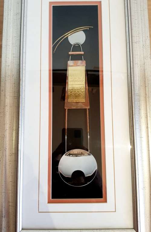 Rare Pair of Hand Crafted Copper and Brass Framed Boxed Art and Sugar spoon PLEASE READ BELOW