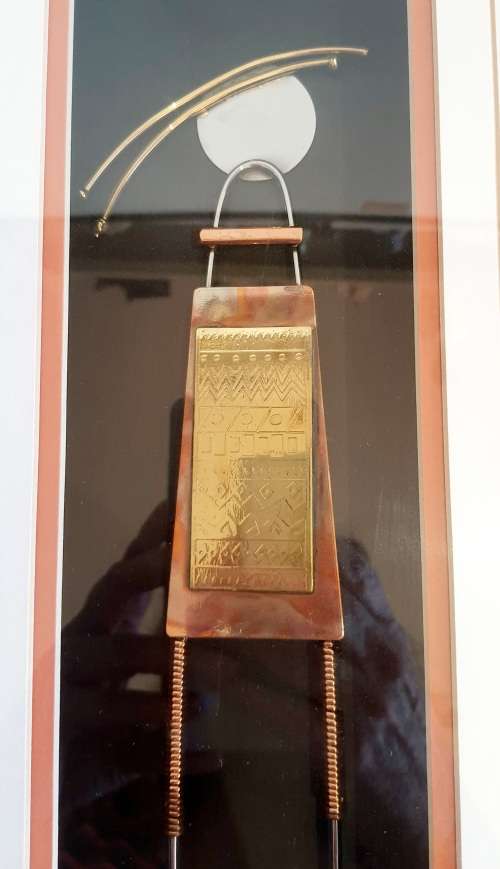 Rare Pair of Hand Crafted Copper and Brass Framed Boxed Art and Sugar spoon PLEASE READ BELOW