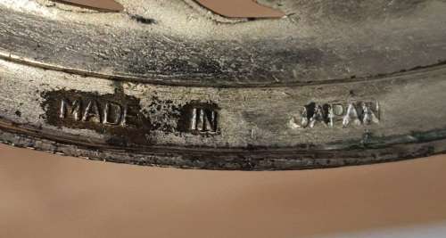 Green Glass Cup in Ornate Sterling Silver Overlaid Cup Holder and Saucer - Marked (2)