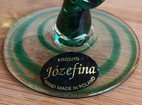 Exquisite Hand Blown Polish Jozefina Sculpture/Artwork - Green/Teal Bowl with Artistic Stem - Marked