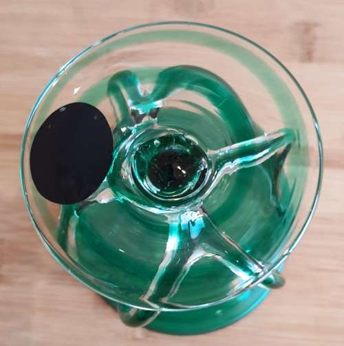 Exquisite Hand Blown Polish Jozefina Sculpture/Artwork - Green/Teal Bowl with Artistic Stem - Marked