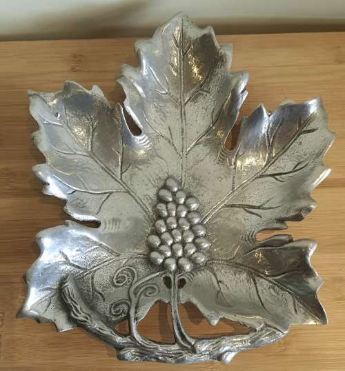Exquisite Detail and a Good Solid Piece - Fruit of the Vine Silver Metal Decorative Piece
