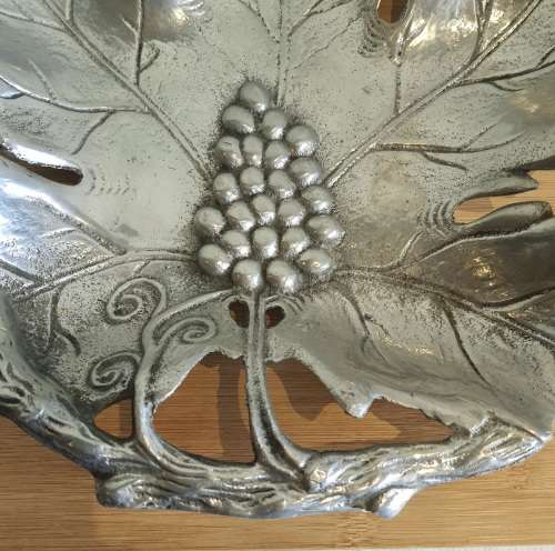 Exquisite Detail and a Good Solid Piece - Fruit of the Vine Silver Metal Decorative Piece