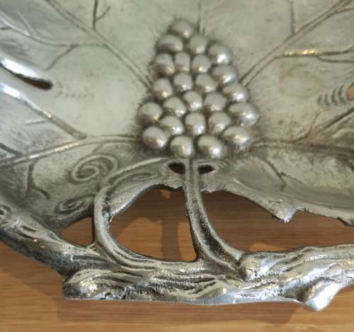 Exquisite Detail and a Good Solid Piece - Fruit of the Vine Silver Metal Decorative Piece