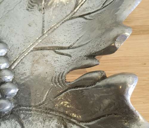 Exquisite Detail and a Good Solid Piece - Fruit of the Vine Silver Metal Decorative Piece