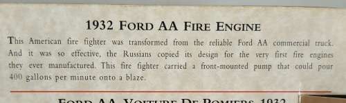 Matchbox Models of Yesteryear Fire Engine Series 1932 Ford AA Fire Engine Original Packaging