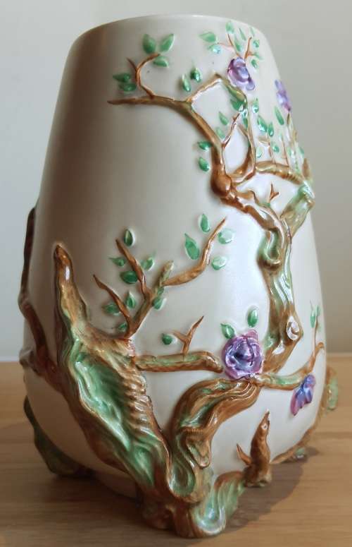 Vintage Clarice Cliff Vase - 989 Shape Cherry Blossom Pattern New Port Potteries c.30`s - Marked