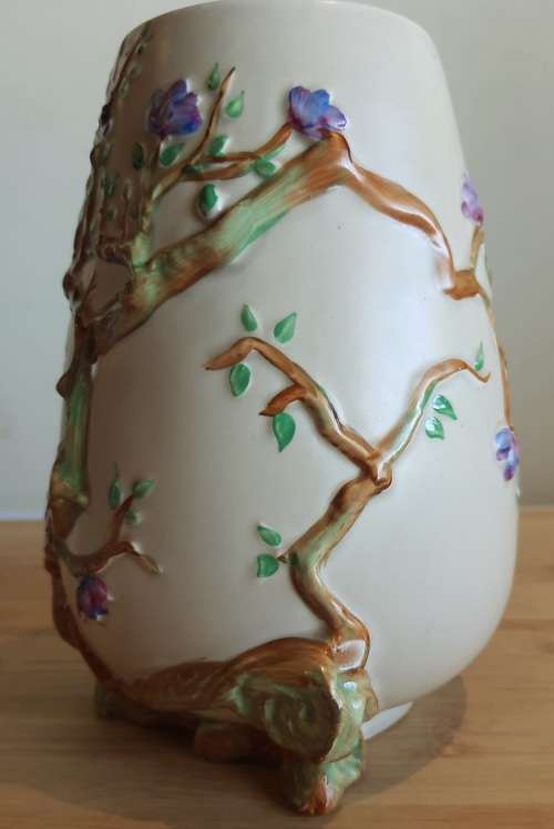 Vintage Clarice Cliff Vase - 989 Shape Cherry Blossom Pattern New Port Potteries c.30`s - Marked