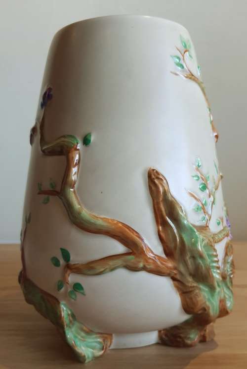 Vintage Clarice Cliff Vase - 989 Shape Cherry Blossom Pattern New Port Potteries c.30`s - Marked