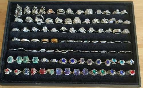 120 Bulk Lot Rings -R15 each - 925 EP Wedding Band Sets, Engagement Rings, Cocktail Rings - inc Tray