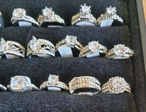 120 Bulk Lot Rings -R15 each - 925 EP Wedding Band Sets, Engagement Rings, Cocktail Rings - inc Tray