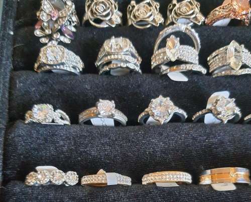 120 Bulk Lot Rings -R15 each - 925 EP Wedding Band Sets, Engagement Rings, Cocktail Rings - inc Tray