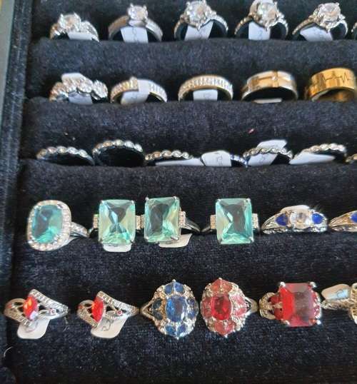 120 Bulk Lot Rings -R15 each - 925 EP Wedding Band Sets, Engagement Rings, Cocktail Rings - inc Tray