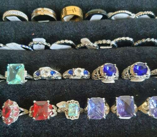 120 Bulk Lot Rings -R15 each - 925 EP Wedding Band Sets, Engagement Rings, Cocktail Rings - inc Tray