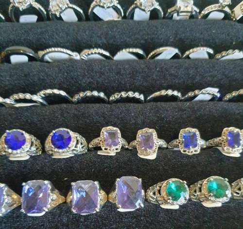 120 Bulk Lot Rings -R15 each - 925 EP Wedding Band Sets, Engagement Rings, Cocktail Rings - inc Tray