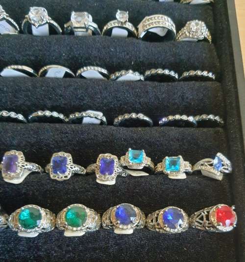 120 Bulk Lot Rings -R15 each - 925 EP Wedding Band Sets, Engagement Rings, Cocktail Rings - inc Tray