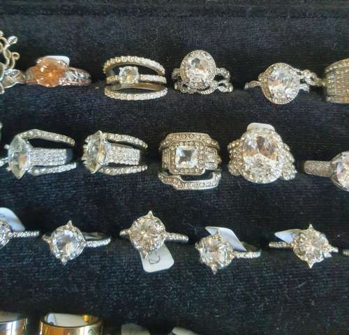 120 Bulk Lot Rings -R15 each - 925 EP Wedding Band Sets, Engagement Rings, Cocktail Rings - inc Tray