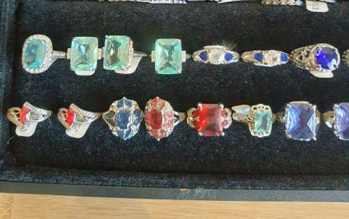 120 Bulk Lot Rings -R15 each - 925 EP Wedding Band Sets, Engagement Rings, Cocktail Rings - inc Tray