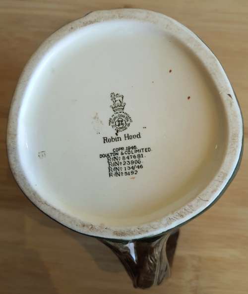 Large 17cm Vintage Royal Doulton Robin Hood with Feather Handle Toby Jug 5192 - Marked
