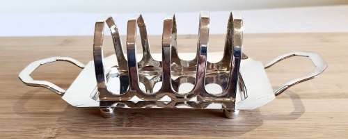 Vintage Hallmarked England Silver Plated Toast Rack - Marked