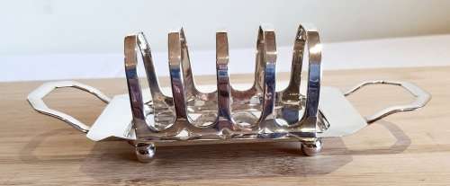 Vintage Hallmarked England Silver Plated Toast Rack - Marked